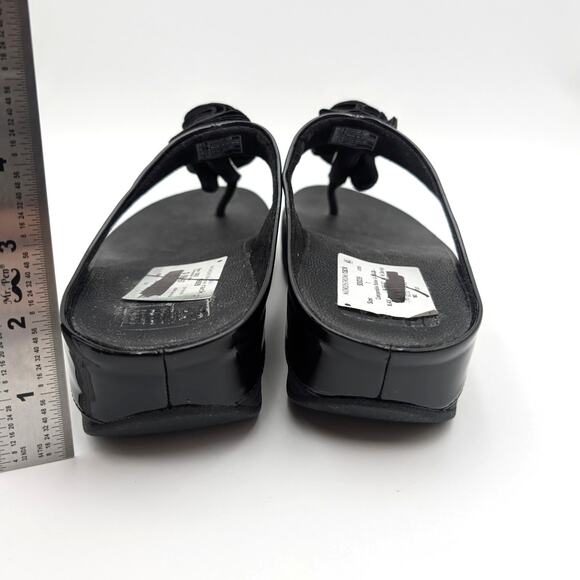 FitFlop Florrie Toe-Thong Wedge Sandal Women's Slip-On Black Size US7 EU38 - Picture 4 of 12